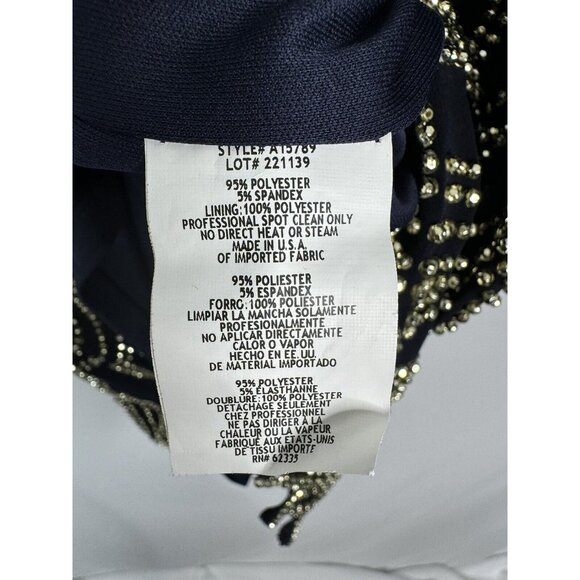 Betsy & Adam‎ Navy Blue Beaded Flapper Dress Cocktail Wedding Guest Size 10 - Picture 9 of 11